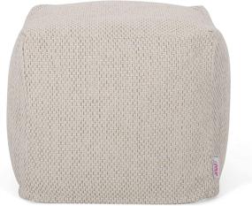 img 2 attached to 🪑 Ivory Fannie Fabric Pouf by Christopher Knight Home: Stylish and Comfy Seating Solution