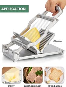 img 2 attached to 🧀 Huanyu Commercial Cheese Slicer - 1cm &amp; 2cm Stainless Steel Wire Cutter for Cheese, Butter, and Desserts - Replaceable Blade on a Cutting Board Machine - Perfect Baking Tool for Kitchen Cooking