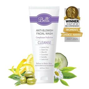 img 4 attached to 🧼 Belli Anti-Blemish Acne Facial Wash (6.5 Oz) - Safe Acne Face Cleanser - Clear Blemishes, Prevent Breakouts - Lactic Acid, Green Tea, Cucumber - Non-Irritating Formula