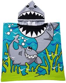img 4 attached to 🦈 JHONG108 Kids Shark Beach Towel with Hood for Boys Girls Toddlers Children Under Age 6 - Super Absorbent Soft Microfiber Poncho Towel, Multi-use for Bath/Swim/Pool/Shower" - Improved SEO-friendly product name: "JHONG108 Kids Shark Beach Towel with Hood - Super Absorbent Soft Microfiber Poncho Towel for Boys, Girls, Toddlers, Children Under Age 6 - Multipurpose for Bath, Swim, Pool, Shower