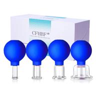 🌟 facial cupping therapy set - glass & silicone massage cups for anti cellulite, eye face vacuum massage. beauty body cup fascia massager, 4 sizes included. blue color, gift box packaging. logo