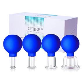 img 4 attached to 🌟 Facial Cupping Therapy Set - Glass & Silicone Massage Cups for Anti Cellulite, Eye Face Vacuum Massage. Beauty Body Cup Fascia Massager, 4 Sizes Included. Blue Color, Gift Box Packaging.