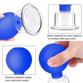 img 2 attached to 🌟 Facial Cupping Therapy Set - Glass & Silicone Massage Cups for Anti Cellulite, Eye Face Vacuum Massage. Beauty Body Cup Fascia Massager, 4 Sizes Included. Blue Color, Gift Box Packaging.