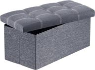 🪑 cuyoca 30" ottoman storage beach seat footrest shoe bench: space-saving foldable design, 80l storage capacity, grey linen fabric logo