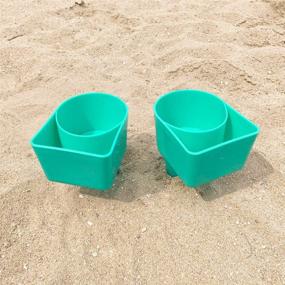 img 1 attached to 🏖️ Teal 2-Pack Home Queen Beach Cup Holder with Pocket - Multi-Functional Sand Coaster for Beverage, Phone, Sunglasses, and Keys - Beach Accessory Drink Holder