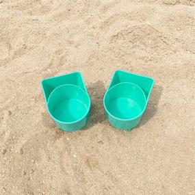img 2 attached to 🏖️ Teal 2-Pack Home Queen Beach Cup Holder with Pocket - Multi-Functional Sand Coaster for Beverage, Phone, Sunglasses, and Keys - Beach Accessory Drink Holder
