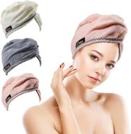 🔥 3 pack of microfiber hair towel turban wraps - super absorbent hair caps for quick drying - twist turban design for fast hair drying logo