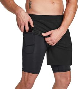 img 4 attached to 🏃 Rusaevon Men's 2-in-1 Running Shorts - 7" Quick-Dry Athletic Workout Shorts with Phone Pockets for Gym and Exercise