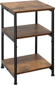 img 4 attached to 🏺 Rustic Brown Hadulcet End Table: 3-Tier Storage Side Table for Living Room, Bedroom, Small Spaces – Industrial Style with Shelves in Medium Size