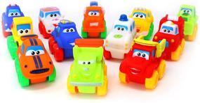 img 2 attached to Игрушки для малышей Big Mo's Toys: Мягкие резиновые игрушечные транспортные средства для младенцев и малышей - набор из 12 штук