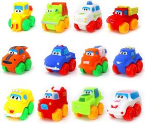 img 4 attached to Игрушки для малышей Big Mo's Toys: Мягкие резиновые игрушечные транспортные средства для младенцев и малышей - набор из 12 штук