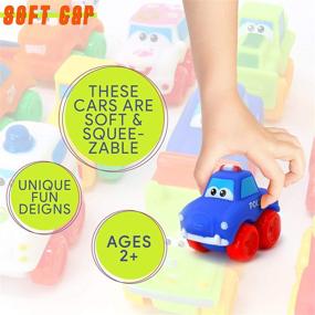 img 1 attached to Игрушки для малышей Big Mo's Toys: Мягкие резиновые игрушечные транспортные средства для младенцев и малышей - набор из 12 штук