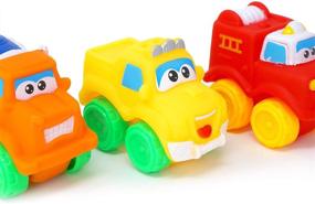 img 3 attached to Игрушки для малышей Big Mo's Toys: Мягкие резиновые игрушечные транспортные средства для младенцев и малышей - набор из 12 штук
