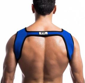 img 3 attached to 💪 XL-Blue Double Shoulder Support Brace: Superior Chest Harness for Men's Gym & Sports, Offering Optimal Muscles Protection