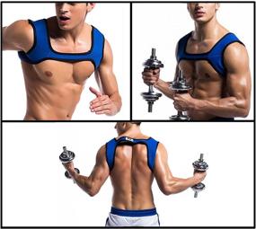 img 2 attached to 💪 XL-Blue Double Shoulder Support Brace: Superior Chest Harness for Men's Gym & Sports, Offering Optimal Muscles Protection