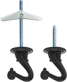 img 1 attached to 🔩 Wocoe 10 Sets Black Swag Hooks: High-Quality Metal Ceiling Hooks for Hanging Plants, Chandeliers & Wall Fixing