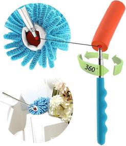 img 3 attached to 🧹 Extendable Microfiber Duster with Telescoping Extension Pole, Bendable Head & Scratch-Resistant Hat for Cleaning Cars, Windows, Furniture, Office - DxUxSxT Washable Cobweb Dusters