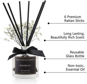 img 3 attached to Nevaeh Heart Reed Diffuser - Gardenia Fragrance, 3.4 oz (100ml) 🌸 Aromatherapy Sticks & Scented Oil Set - Home Fragrance in Gift Box