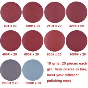 img 3 attached to 200-Pack SIQUK 2-Inch Sanding Discs Set with 1/4-Inch Shank Backing Pad and Soft Foam Buffering Pad - Includes 80/180/240/320/400/600/800/1000/2000/3000 Grit