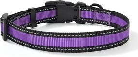 img 3 attached to 🐶 High Visibility Nylon Dog Collar with Reflective 3M Stripe in Red, Blue, Green, Purple, Pink