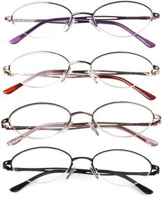 img 4 attached to 👓 L731 Liansan Women's Metal Half Frame Reading Glasses - 4 Pairs of High-Quality Ladies' Readers