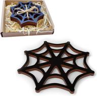 🕷️ stylish and sturdy marolen black spider wooden coasters – protect your surfaces in style logo