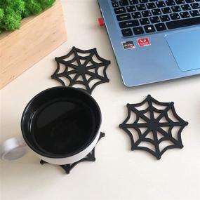 img 1 attached to 🕷️ Stylish and Sturdy Marolen Black Spider Wooden Coasters – Protect Your Surfaces in Style