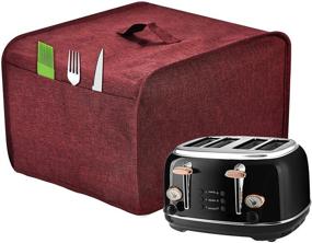 img 4 attached to 🍞 Red Toaster Cover with 2 Pockets: Keep your Jam Spreader Knife & Toaster Tongs Handy, Dust and Fingerprint Protection, Machine Washable - 4 Slice