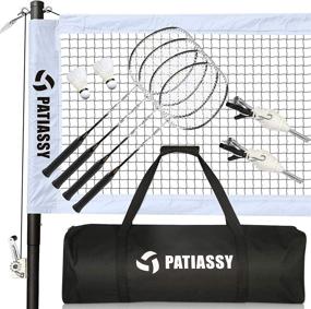 img 4 attached to 🏸 Top-Quality Patiassy Professional Badminton Set - 4 Premium Carbon Fiber Rackets, 2 Goose Feather Shuttlecocks, Portable Net with Winch System and Carrying Bag