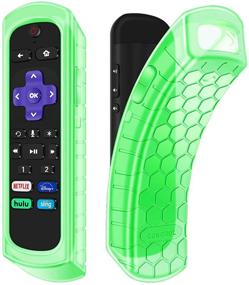 img 4 attached to 📱 Roku Voice Remote Pro CaseBot Cover, Compatible with Roku Ultra 4800R (2020)/ 4670 (2019)/ 4661 (2018)/ 4660 (2017), Roku 1/2/3/4 Remote Controller - Honey Comb Anti-Slip Shockproof Silicone, Green Glow