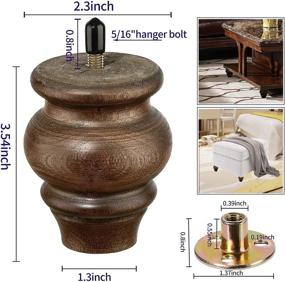 img 2 attached to 🪑 Set of 4 Round Brown Wood Furniture Legs 3.5 inch - Sofa Legs, Couch Feet, Replacement Parts for Cabinets, Armchair, Recliner, Coffee Table