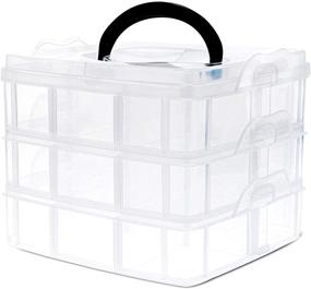 img 3 attached to Stackable Craft Organizer Box - 3-Layer Craft Storage Case with Adjustable Compartments for Art Supplies, Beauty Accessories - Durable Plastic, 6 x 6 x 5 Inches