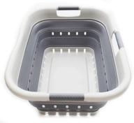 🧺 sammart collapsible 3 handled plastic laundry basket: space-saving foldable organizer, portable washing tub - grey/dark grey логотип