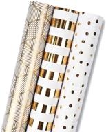 🎁 maypluss gold and white wrapping paper rolls - mini roll size - 17" x 120" each - set of 3 (total 42.3 sq.ft.) logo
