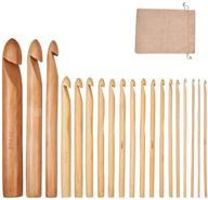 🧶 benecreat 19pcs mixed size bamboo crochet hooks with burlap pouches - perfect for crocheting, lace, doilies & flower projects - best set for beginners and professionals logo