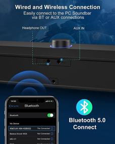 img 3 attached to KMOUK Bluetooth Компьютерная Саундбар: Динамическая Игровая ПК Саундбар с Микрофоном и HiFi Стерео - USB Питание Динамики для ПК/Ноутбука