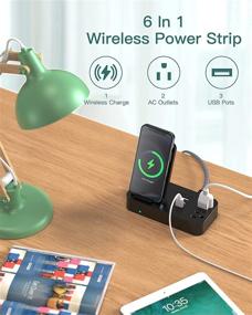 img 3 attached to Беспроводная зарядная станция Addtam Power Strip Wireless Charger - 2 AC & 3 USB порта, многопортовая станция для одновременной зарядки нескольких устройств дома, на рабочем столе и в офисе.