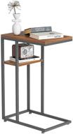 modern rustic cubicubi c shaped end table: small table with metal frames for couch and bed, deep rustic brown design logo