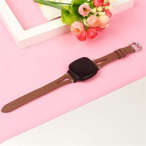 img 1 attached to 🔓 DAIKA Leather Bands for Fitbit Sense/Versa 3 - Soft Slim Leather Replacement Strap for Sense Advanced Smartwatch - Bracelet Accessory