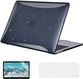 img 4 attached to 💻 2021-2018 MacBook Air 13 inch Hard Shell Case with Keyboard Skin & Screen Protector – Sparkly Transparent Black