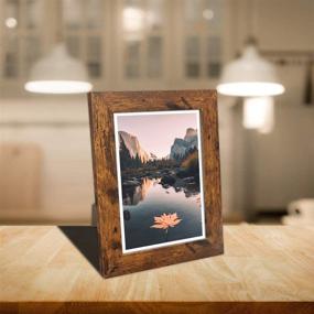 img 3 attached to 🖼️ DBWIN 5x7 Picture Frame - Rustic Brown Wood Pattern Photo Frame, Real Glass Front - Set of 2 Frames with Mat - Display 5x7 Pictures or 4x6 Photos - Wall Decor - LY01-5X7-BR2