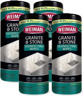 🧽 weiman granite disinfectant wipes - pack of 4 - 30 wipes each - disinfect, clean, shine sealed granite, marble, quartz, slate, limestone, soapstone, tile countertops - varying packaging logo