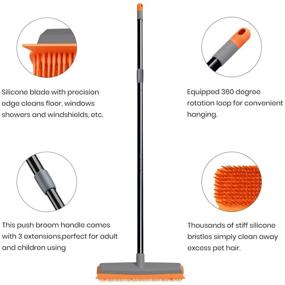 img 2 attached to 🧹 Multi-Surface Rubber Broom with Pet Hair Removal, Squeegee Extension and Push Broom Features for Efficient Carpet, Hardwood, Tile, and Window Cleaning