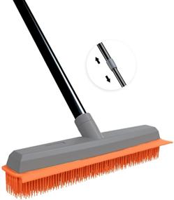 img 4 attached to 🧹 Multi-Surface Rubber Broom with Pet Hair Removal, Squeegee Extension and Push Broom Features for Efficient Carpet, Hardwood, Tile, and Window Cleaning