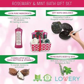 img 1 attached to 💆 Ultimate Home Spa Gift Basket - Rosemary Mint Scent - Perfect Christmas, Wedding, Anniversary, or Graduation Gift for Women - Luxurious Bath Set Featuring Shower Gel, Bubble Bath, Salts, Lotion & More!