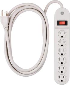 img 4 attached to ⚡ GE 6-Outlet Power Strip: 9 Ft Extension Cord, Twist-to-Lock Safety Covers, Circuit Breaker | UL Listed, White (55253) ⚡ GE 6-розеточная полоса питания: удлинительный шнур длиной 9 футов, защитные крышки с механизмом фиксации, автоматический выключатель | Сертифицировано UL, белый (55253)