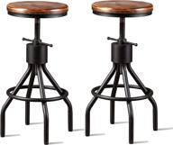 diwhy industrial vintage kitchen counter height adjustable bar stool - farmhouse french stylish kitchen stool - swivel bar stool - solid wood metal stool - easy installation - fully welded set of 2 (black) - enhanced seo logo