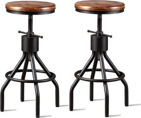 img 4 attached to Diwhy Industrial Vintage Kitchen Counter Height Adjustable Bar Stool - Farmhouse French Stylish Kitchen Stool - Swivel Bar Stool - Solid Wood Metal Stool - Easy Installation - Fully Welded Set of 2 (Black) - Enhanced SEO