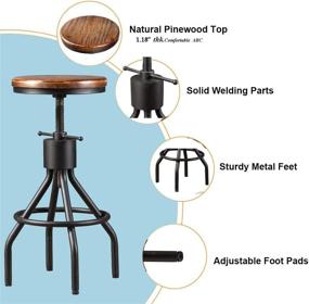 img 1 attached to Diwhy Industrial Vintage Kitchen Counter Height Adjustable Bar Stool - Farmhouse French Stylish Kitchen Stool - Swivel Bar Stool - Solid Wood Metal Stool - Easy Installation - Fully Welded Set of 2 (Black) - Enhanced SEO