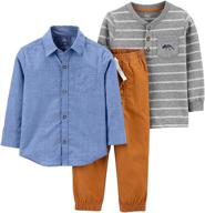 stylish 2-piece chambray clothing set 👕 for boys by simple joys carters playwear logo